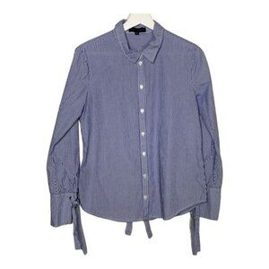 Sanctuary Top Womens Button Down Shirt Long Sleeve Blouse Small Blue Stripe Fall